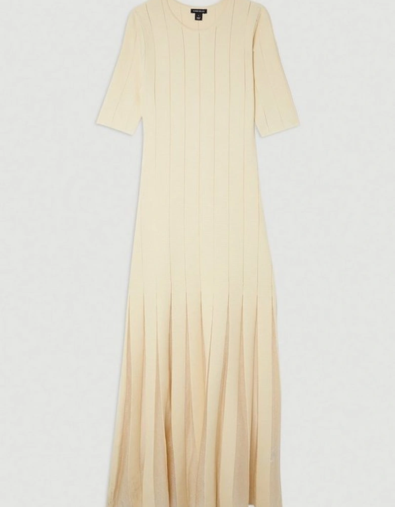 Viscose Blend Filament Full Skirt Knit Midi Dress
