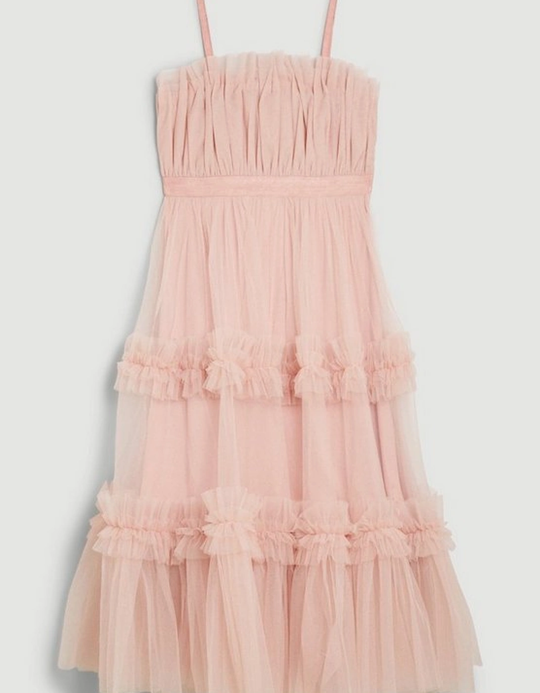 Tulle Bandeau Tiered Midi Dress