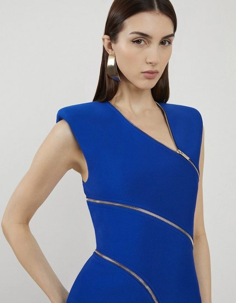 Bandage Form Fitting Zip Detail Midi Dress