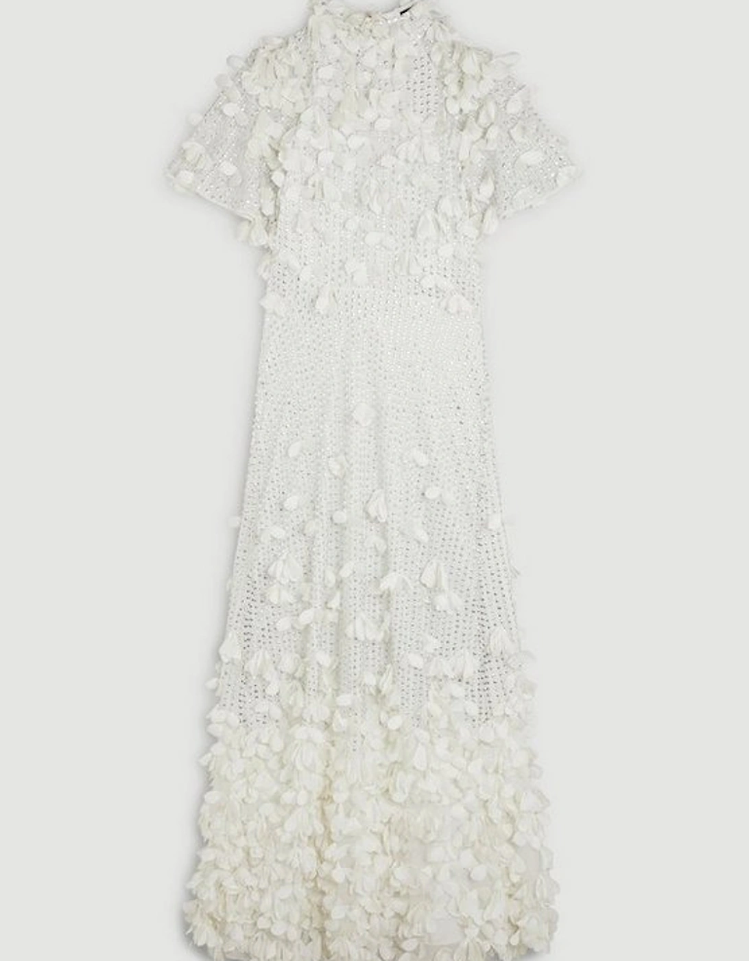 Crystal Applique Angel Sleeve Woven Maxi Dress