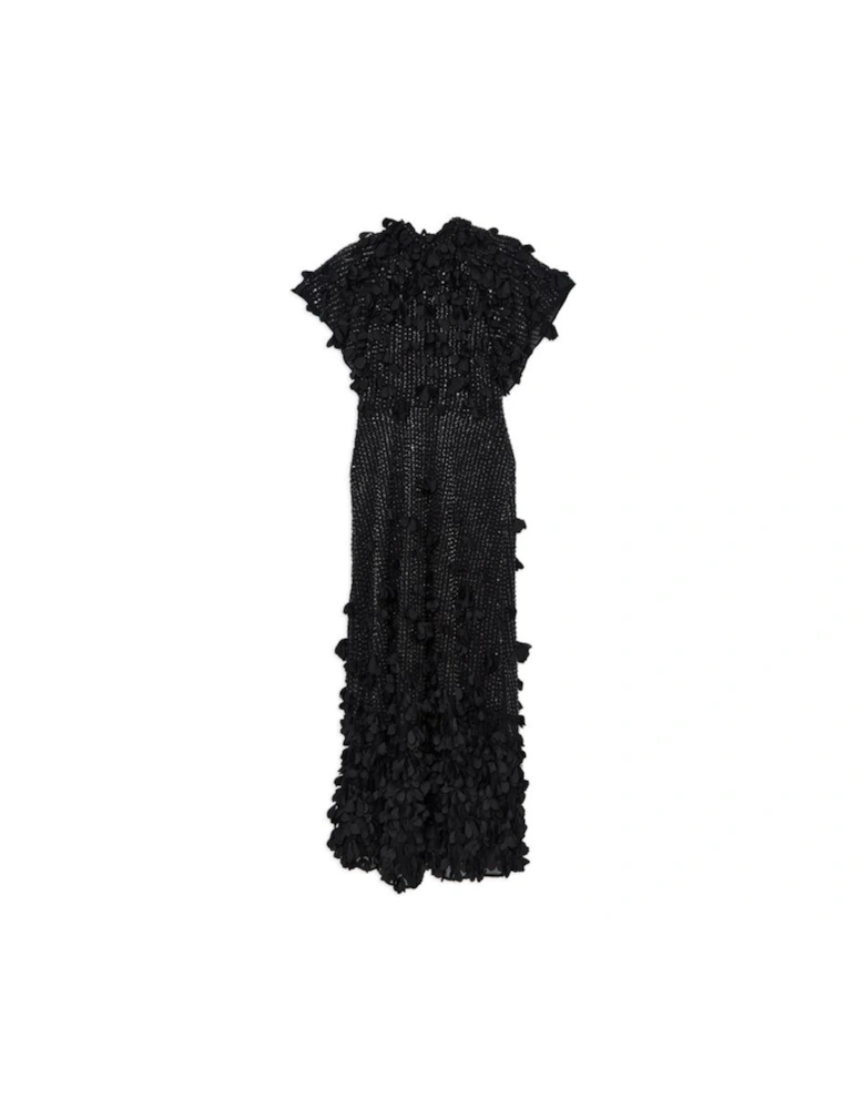 Crystal Applique Angel Sleeve Woven Maxi Dress