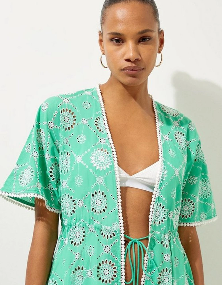 Cotton Broderie Beach Kimono