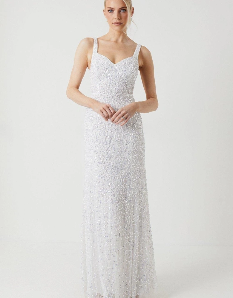 Allover Embellished Sequin Sweetheart Wedding Dress