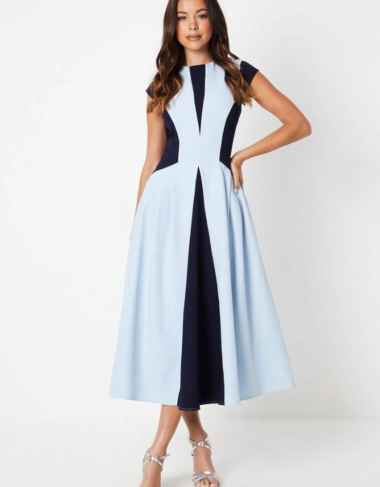 Crepe Colour Block Midi Dress