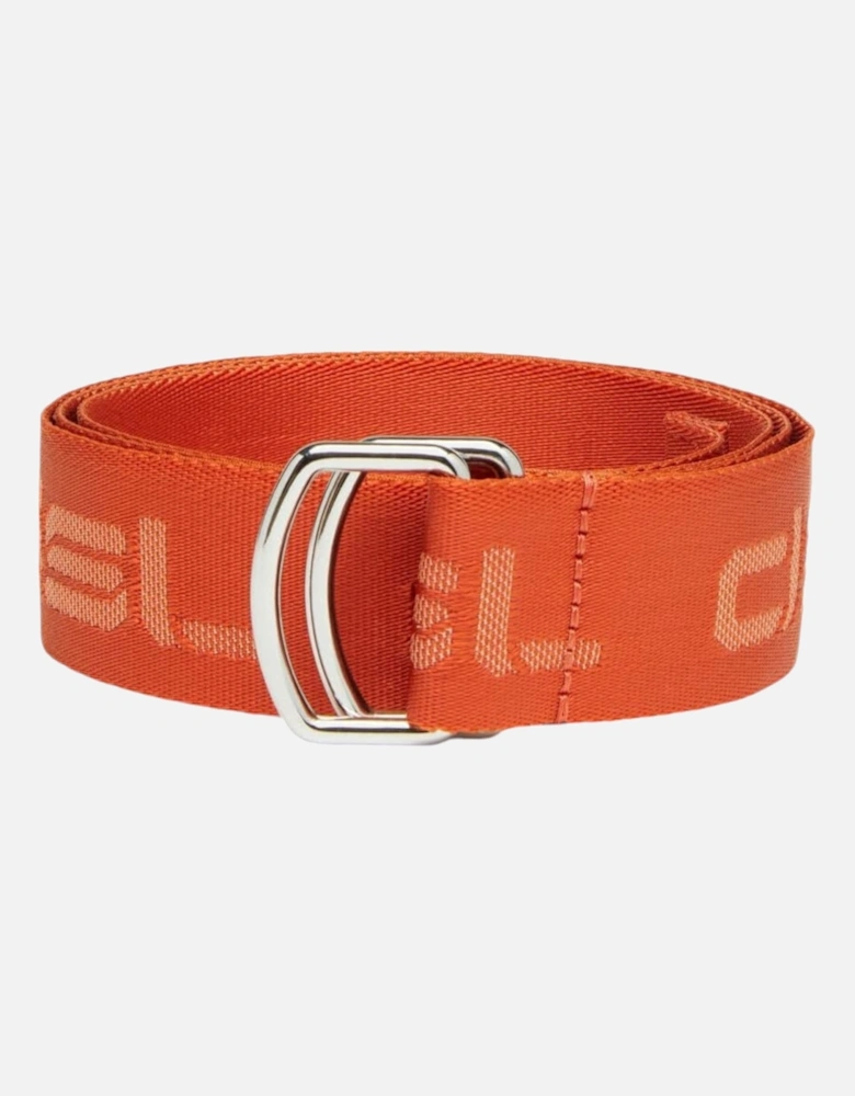 B-Tone Mens D Ring Belt Woven Solid Fabric Casual Webbing Belt Orange