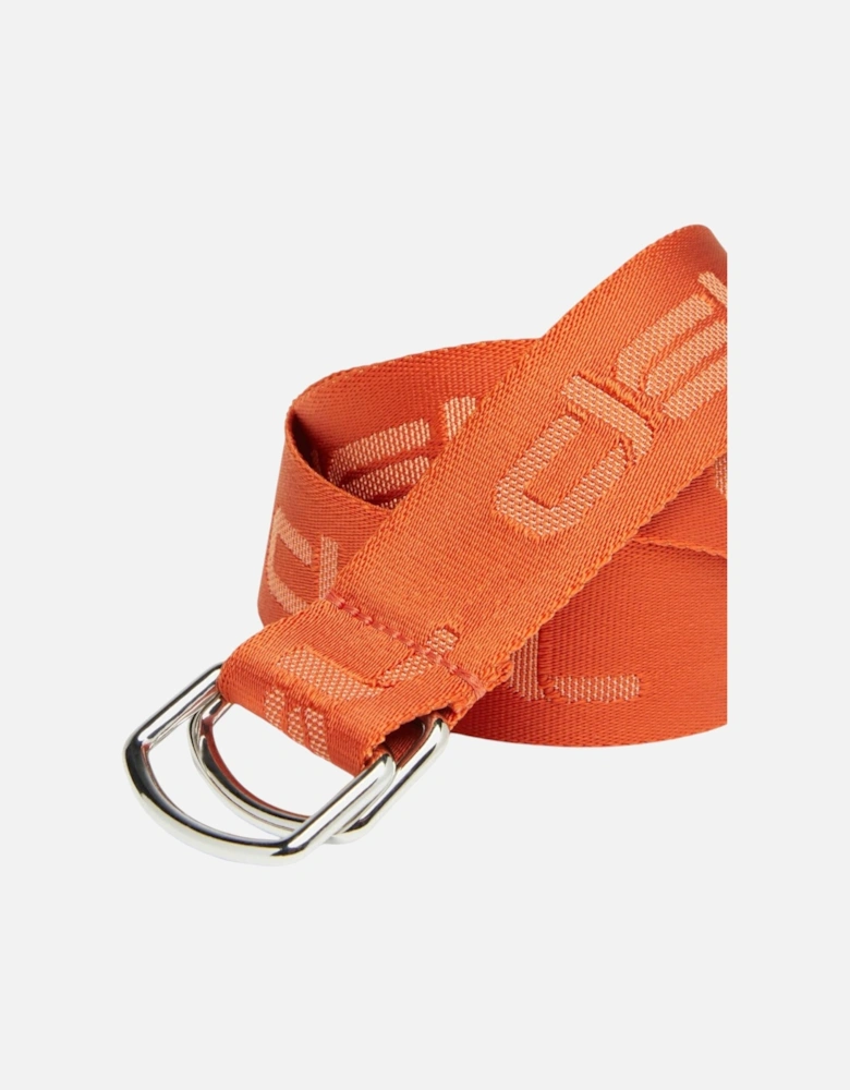 B-Tone Mens D Ring Belt Woven Solid Fabric Casual Webbing Belt Orange