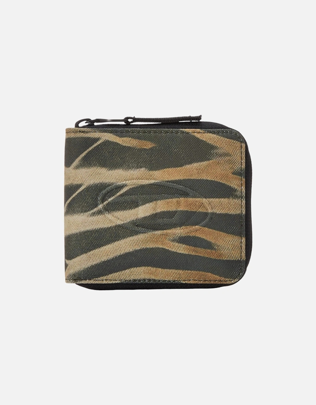 Men's DIESEL Hiresh Mens Coin Purse Zipped Round Bi Fold Mini Wallets Military Green