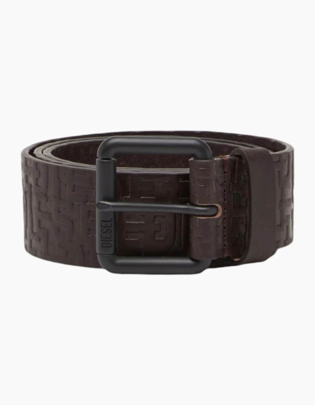 Men's DIESEL B-MONOGRAM Mens Genuine Leather Belts For Trousers Jeans Metal Buckle - Brown - Size: 85 cm