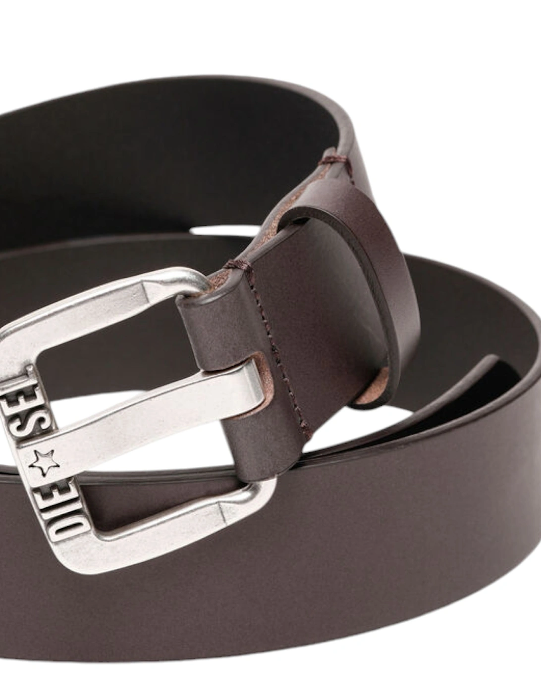 B-STAR Mens Genuine Leather Belts For Trousers Jeans Metal Buckle Brown