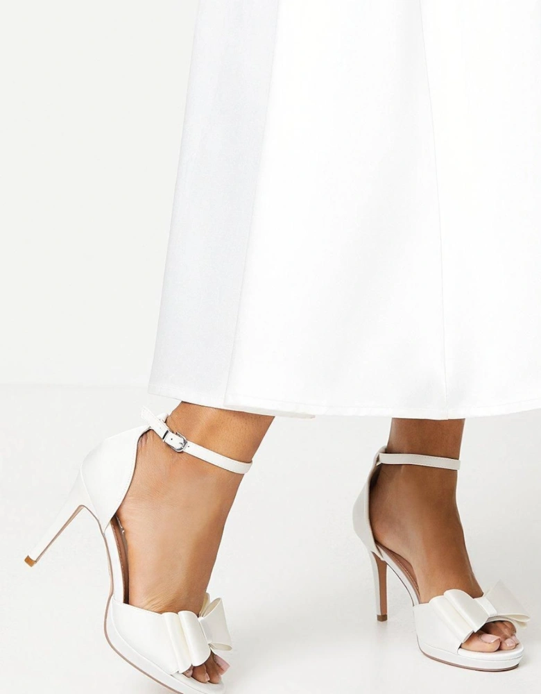 Tala Bridal Satin Structured Bow High Heel Platform Sandals