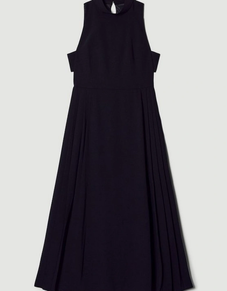 Soft Tailored Pleated Panel Maxi Dress