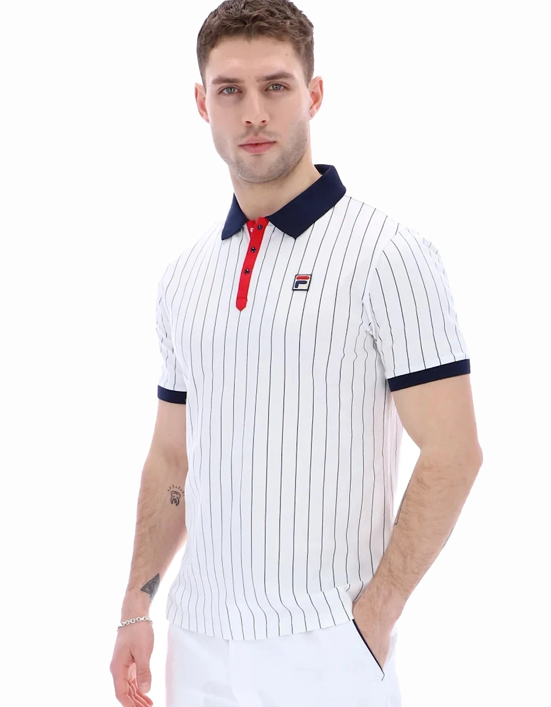 BB1 Classic Striped Polo Shirt White/Navy/Red