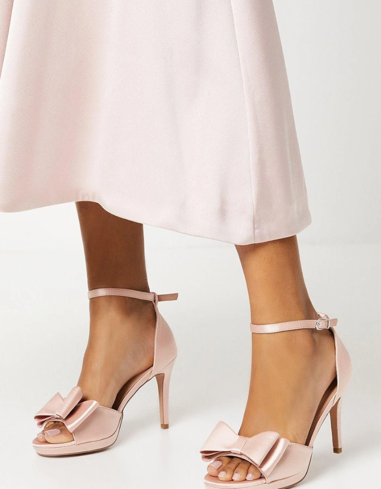 Tala Satin Structured Bow High Heel Platform Sandals