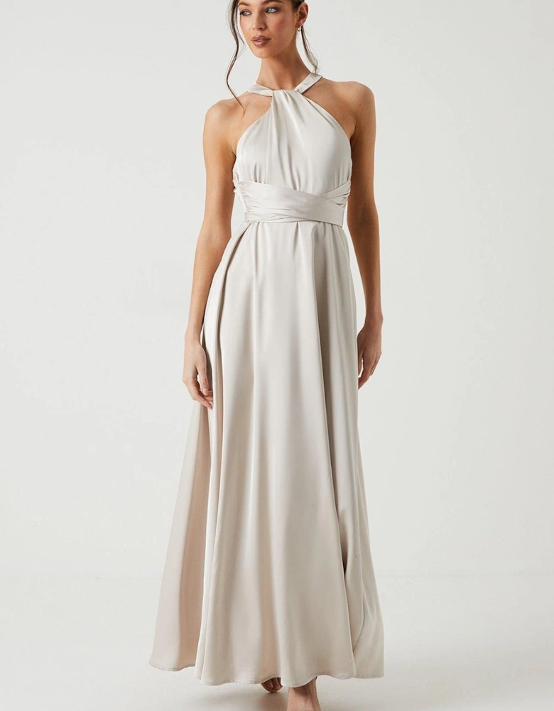 Twist Halterneck Satin Bridesmaid Dress