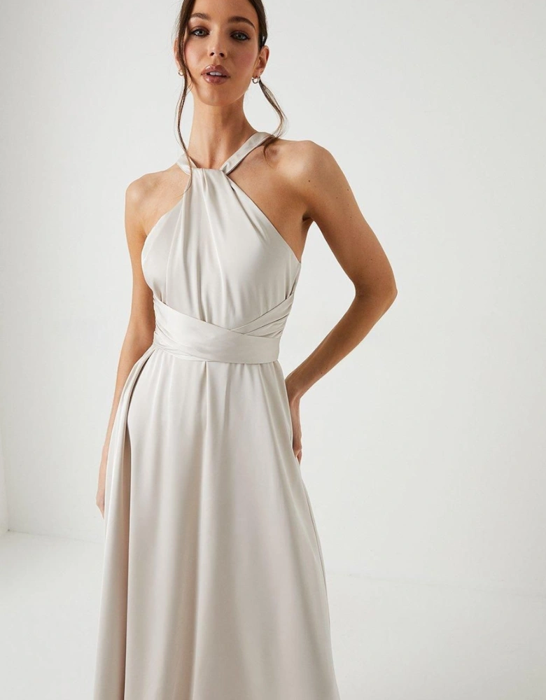 Twist Halterneck Satin Bridesmaid Dress