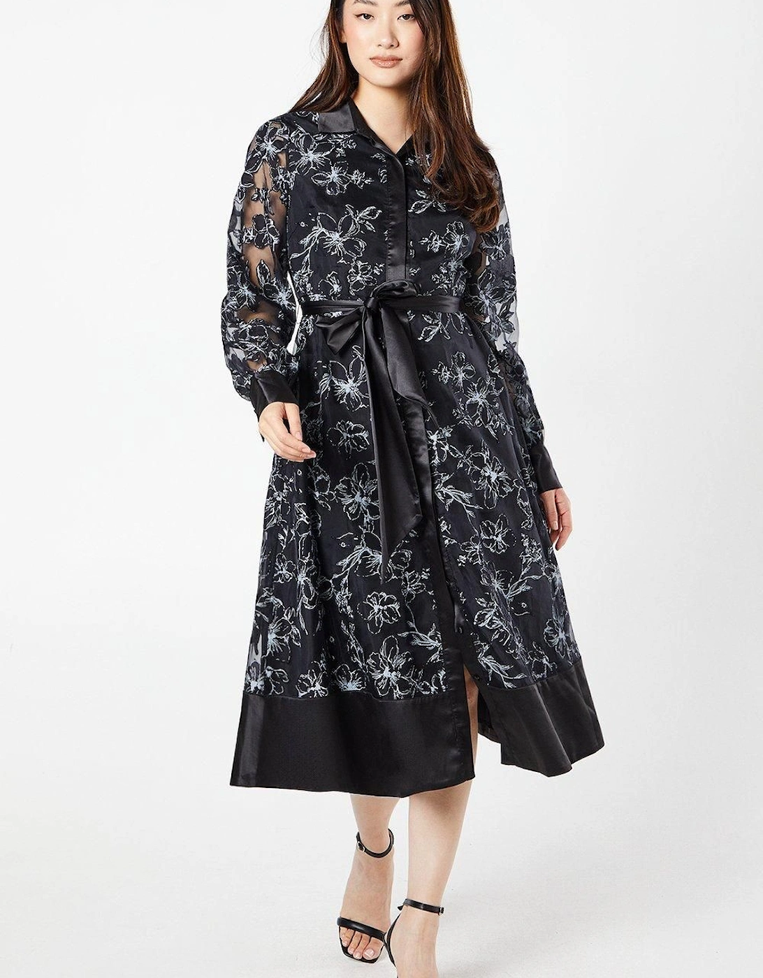 Floral Jacquard Long Sleeve Shirt Dress, 6 of 5