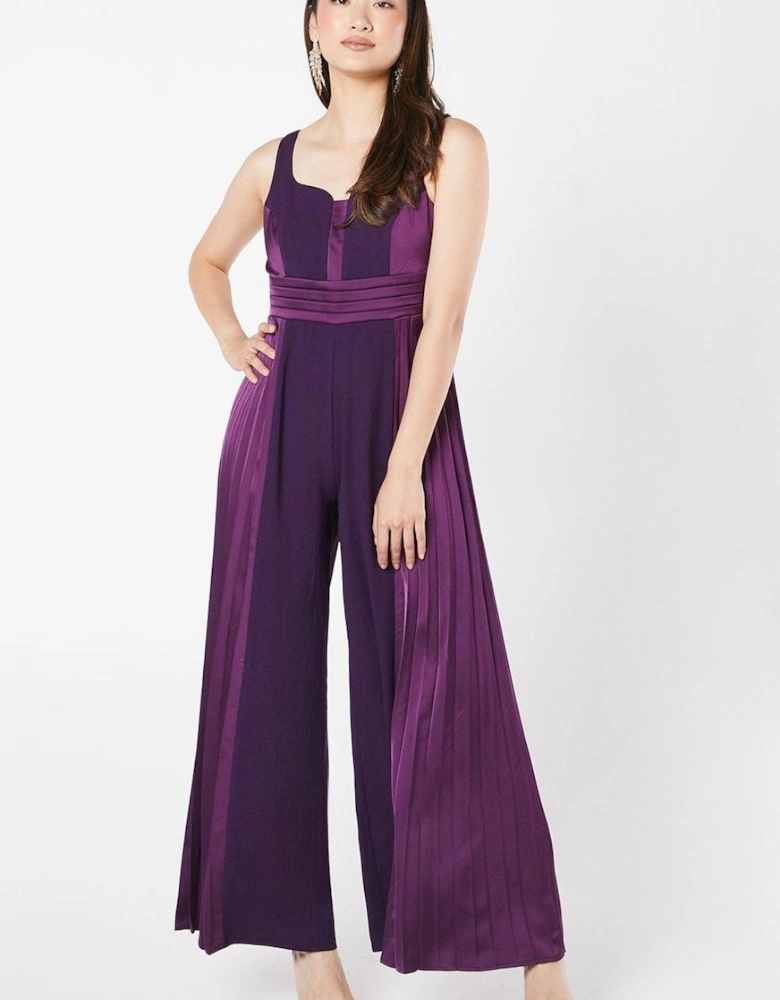 Pleated Leg Panelled Bodice Jumpsuit