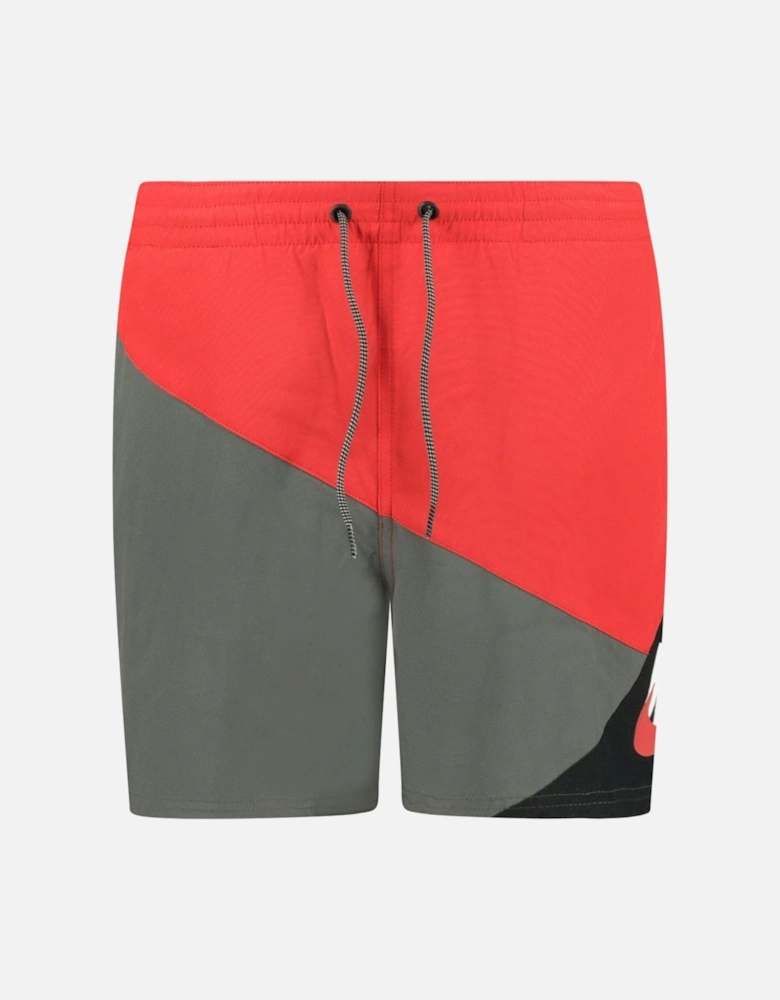 Panelled Swim Shorts Red & Grey