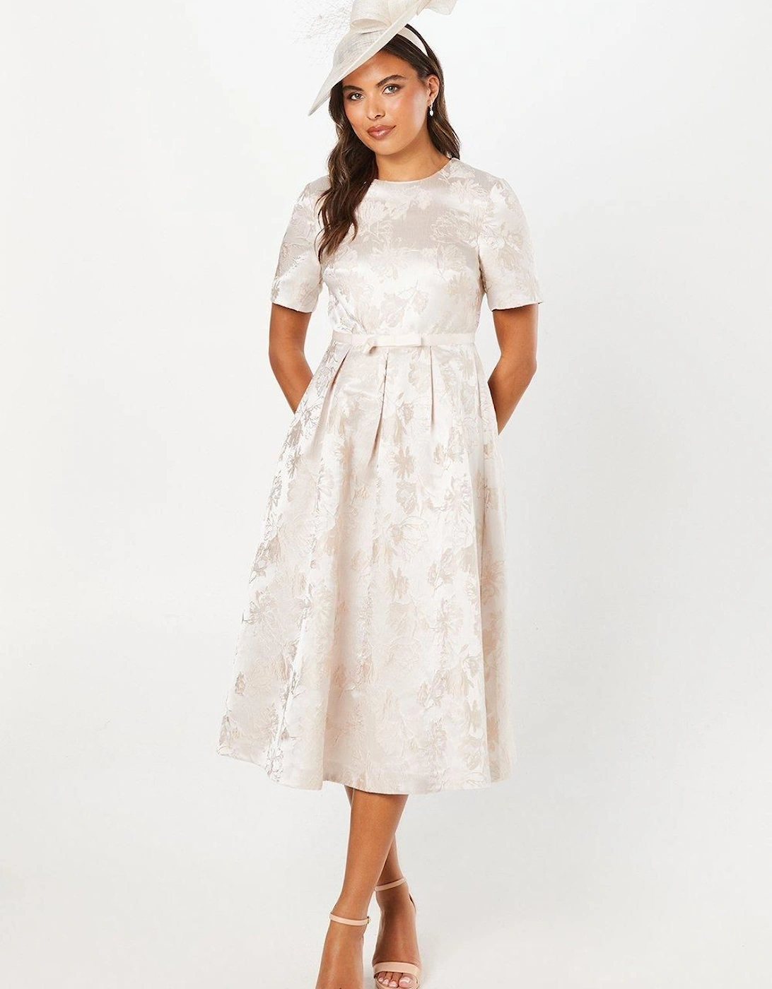 Jacquard And Lace Full Skirted Midi Dress, 6 of 5