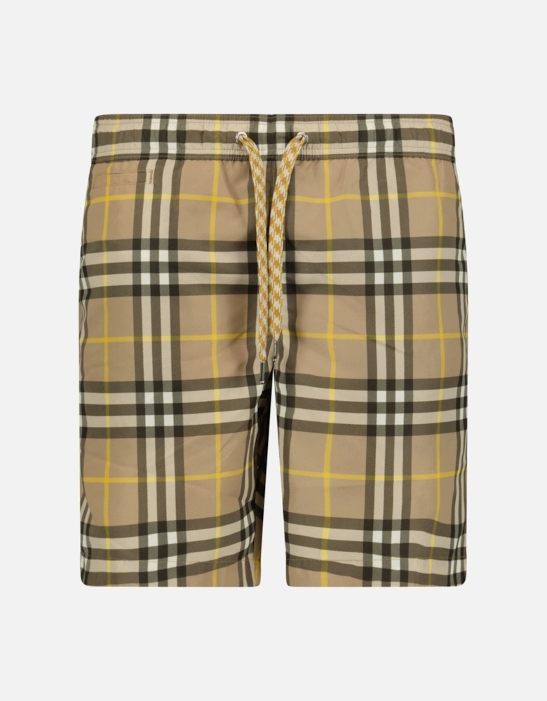 'Martin' Check Swim Shorts Beige