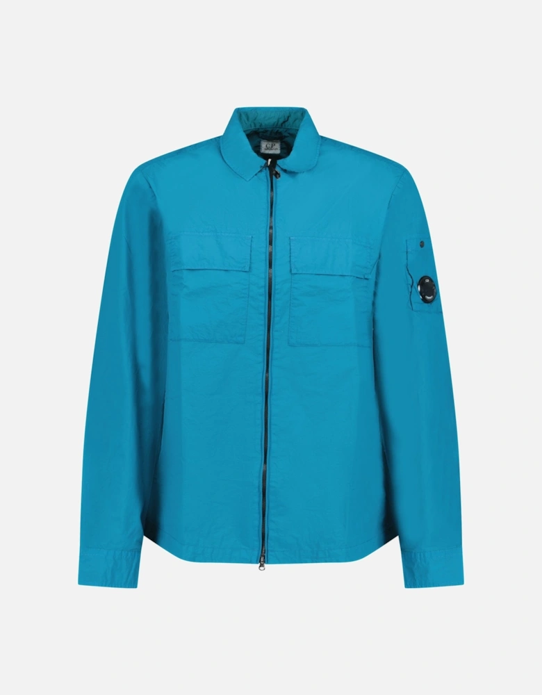 'Taylon L' Chrome Lens Overshirt Jacket Teal