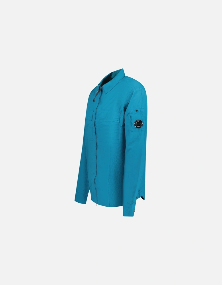 'Taylon L' Chrome Lens Overshirt Jacket Teal