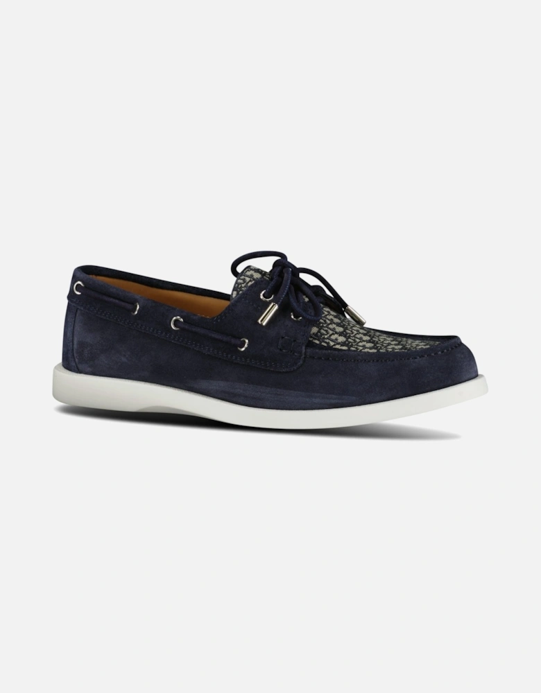 Granville Boat Shoe Navy & Beige Suede