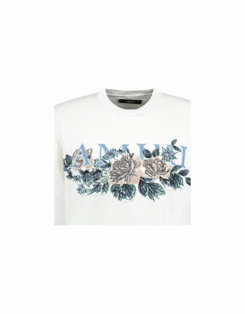 Knit Cotton White Floral T-Shirt