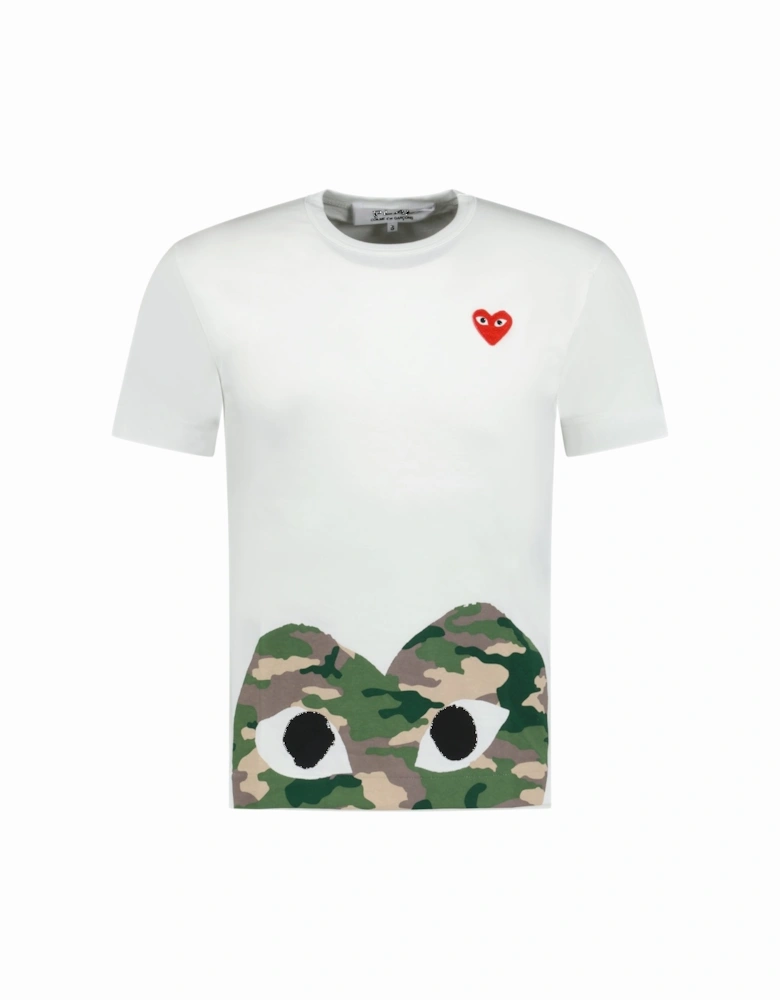 Big Camo Print Red Heart T-Shirt White