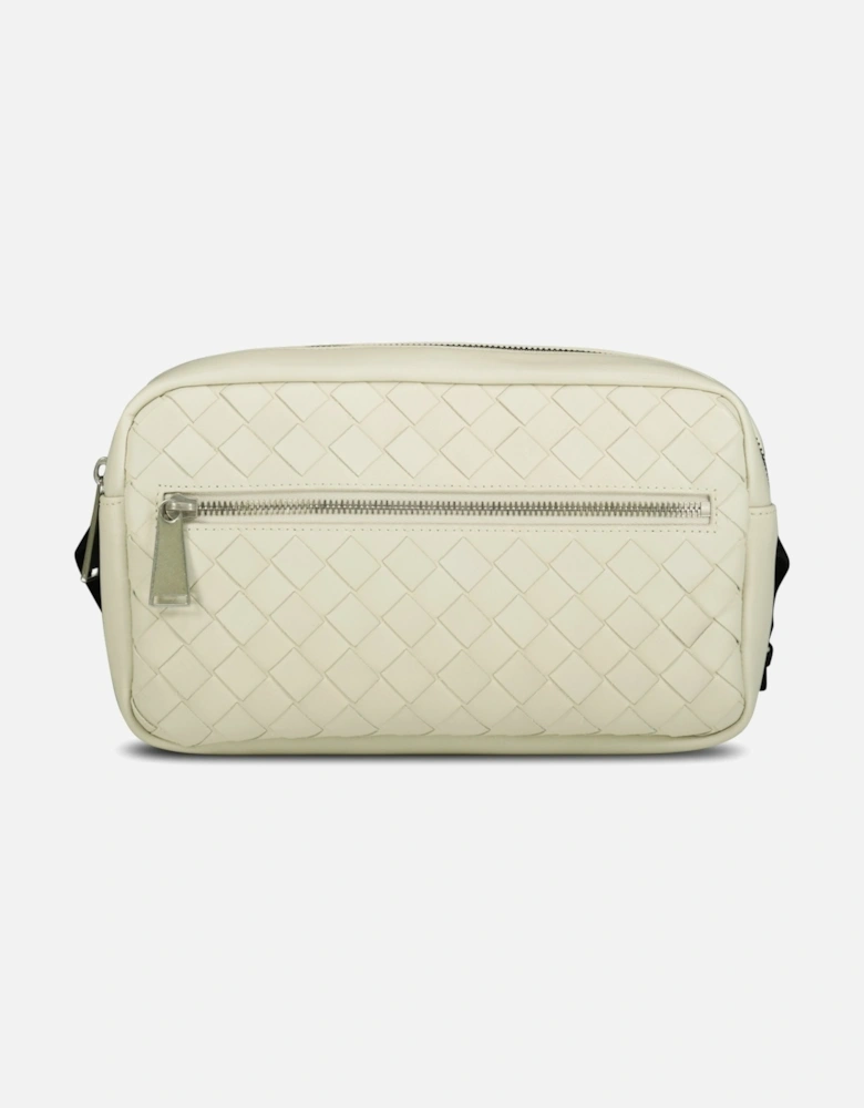 Basket Weaved Leather Belt Bag Ivory