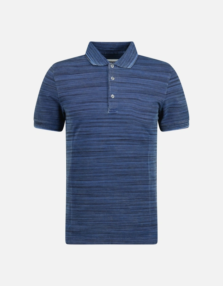 3 Button-Up Polo Shirt Striped Navy