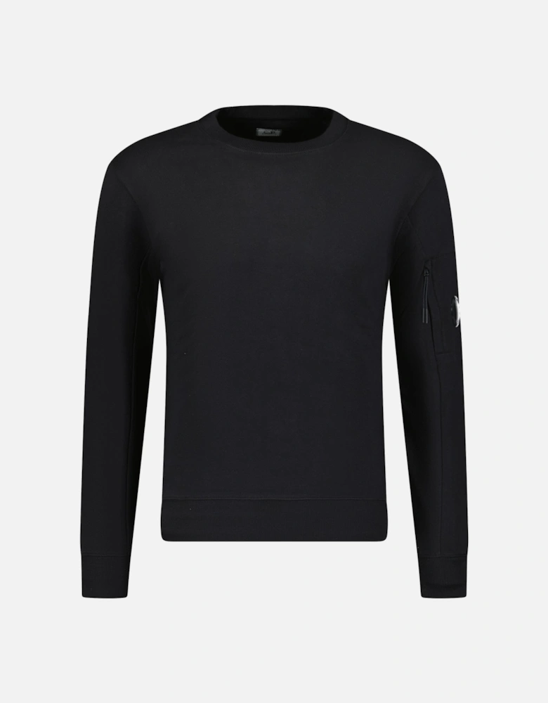 Diagonal Raised Arm Lens Sweatshirt Black