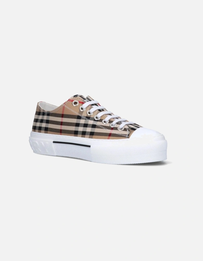 'Jack Low' Check Trainers Beige