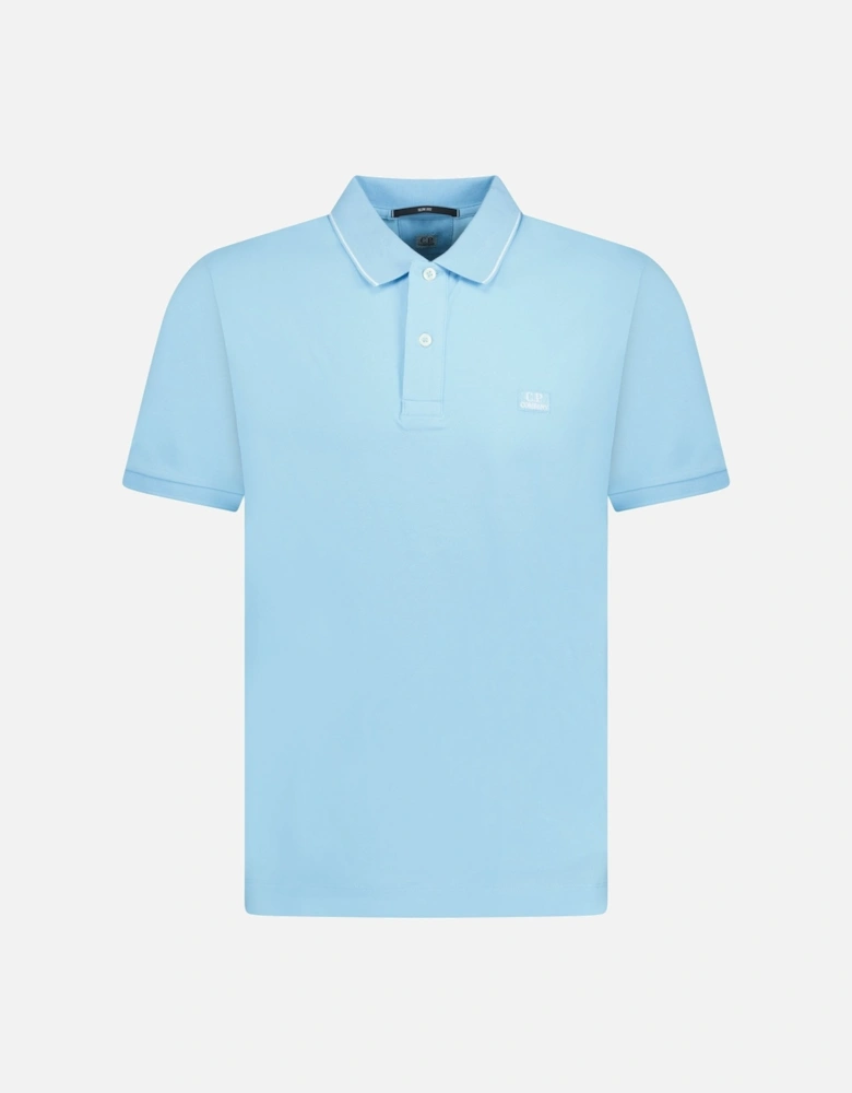 Short Sleeve Stitch Logo Polo T-Shirt Baby Blue