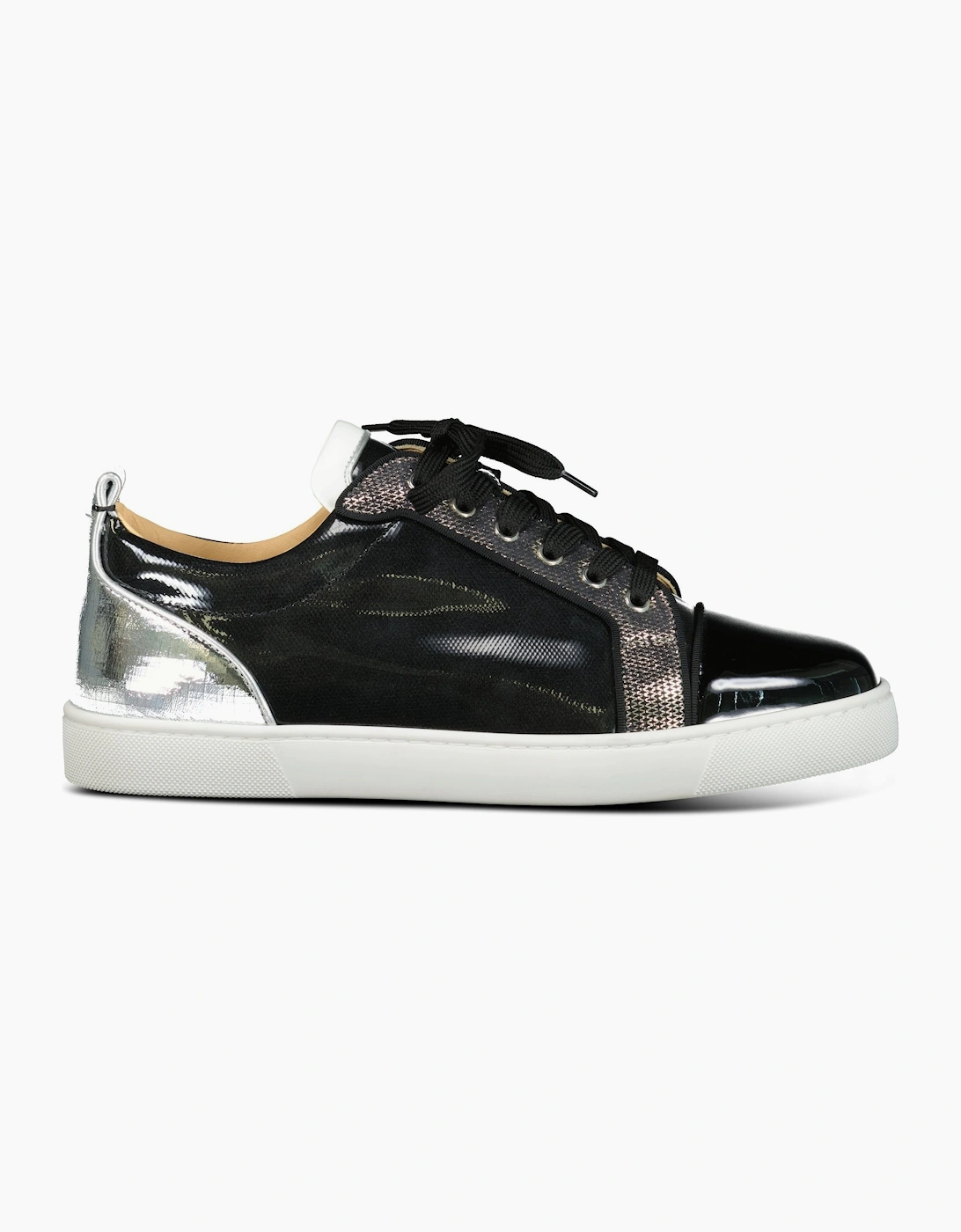 Men's Christian Louboutin Louis Junior Orlato Flat Black & Silver - Size: 8
