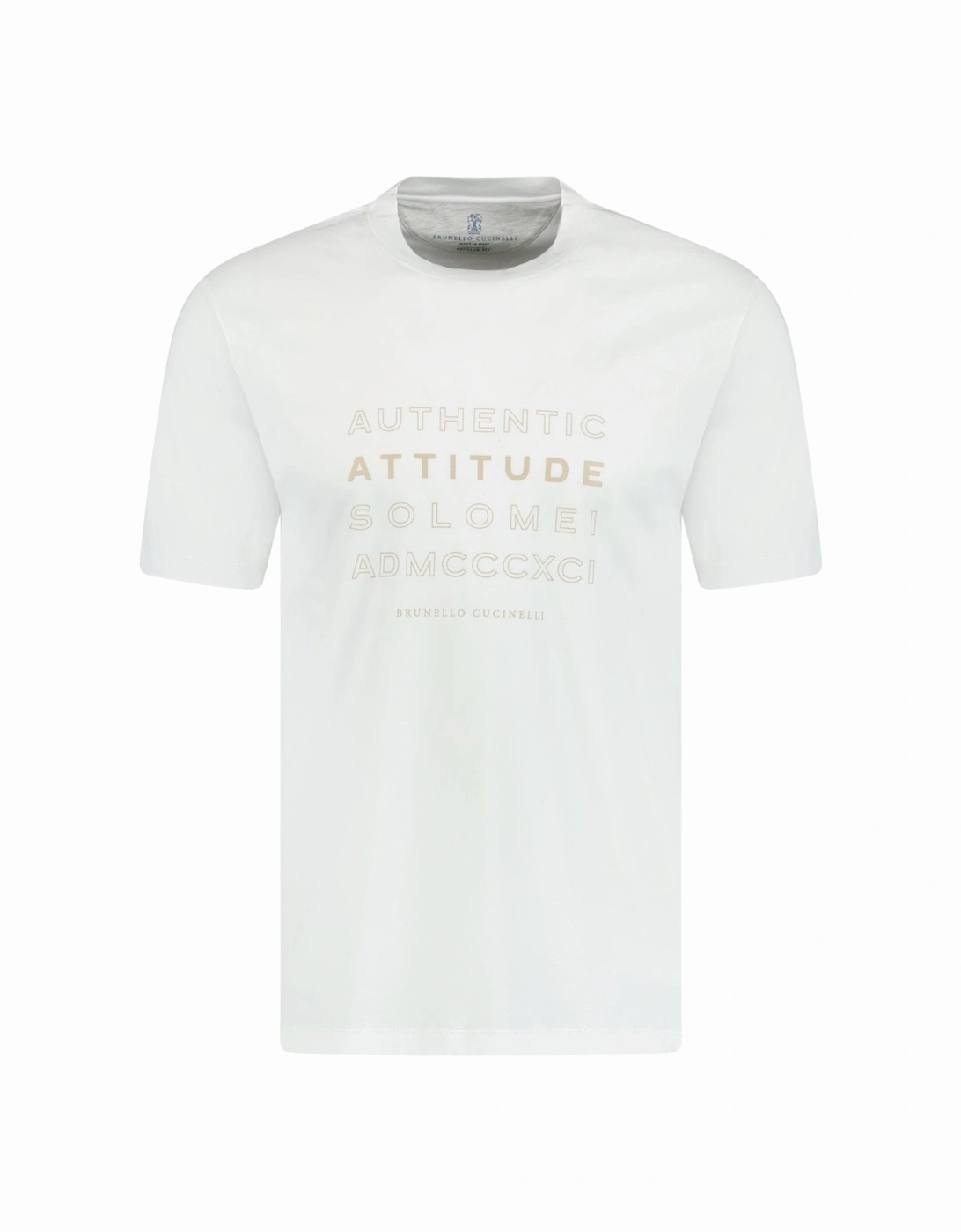 Crew Neck 'Attitude' T-Shirt White & Beige, 3 of 2