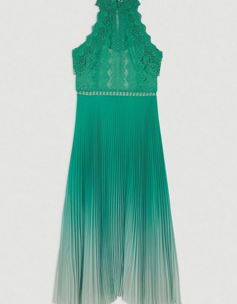 Guipure Lace Ombre Woven Halter Maxi Dress