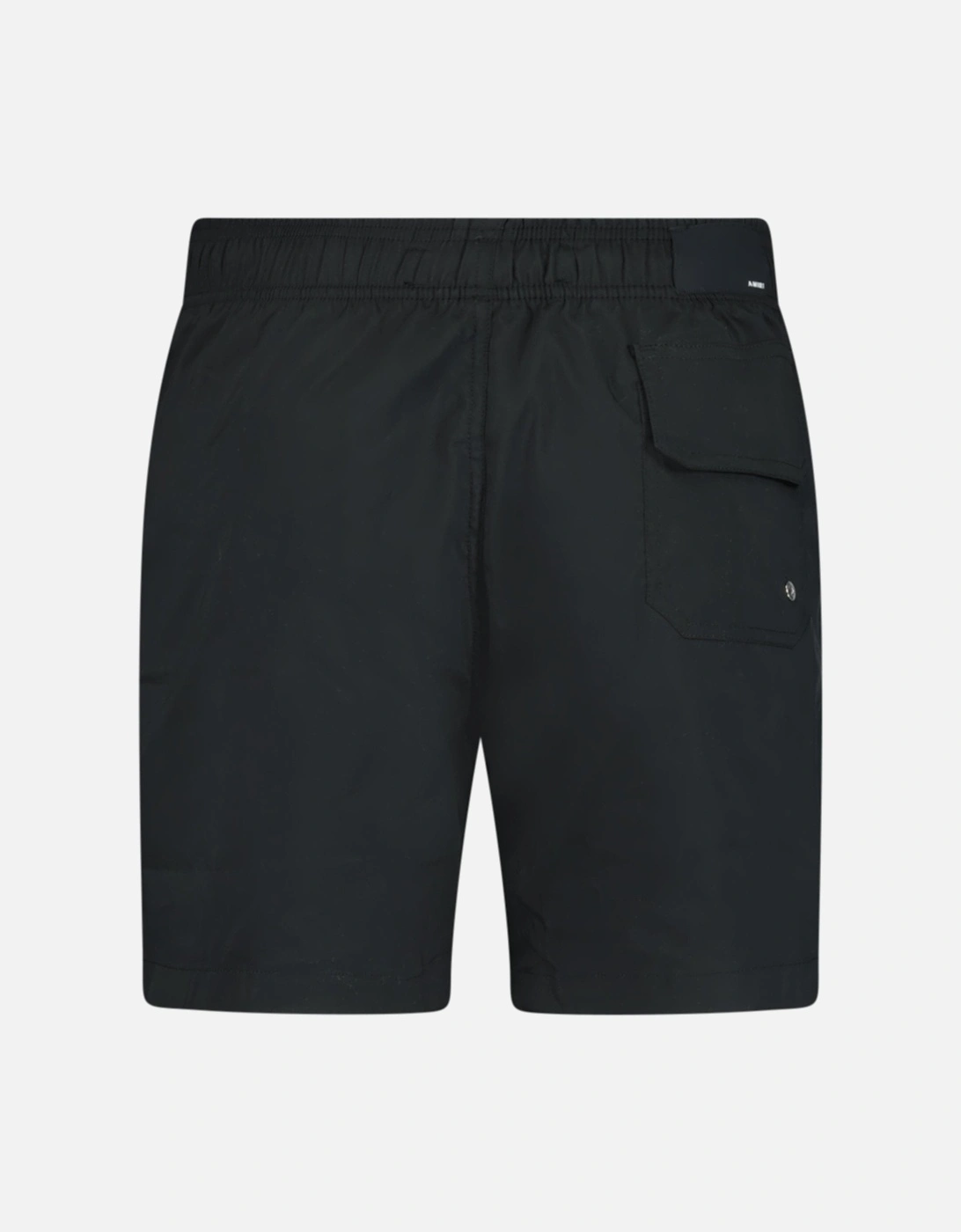 Staggered Logo-Print Drawstring Swim Shorts Black