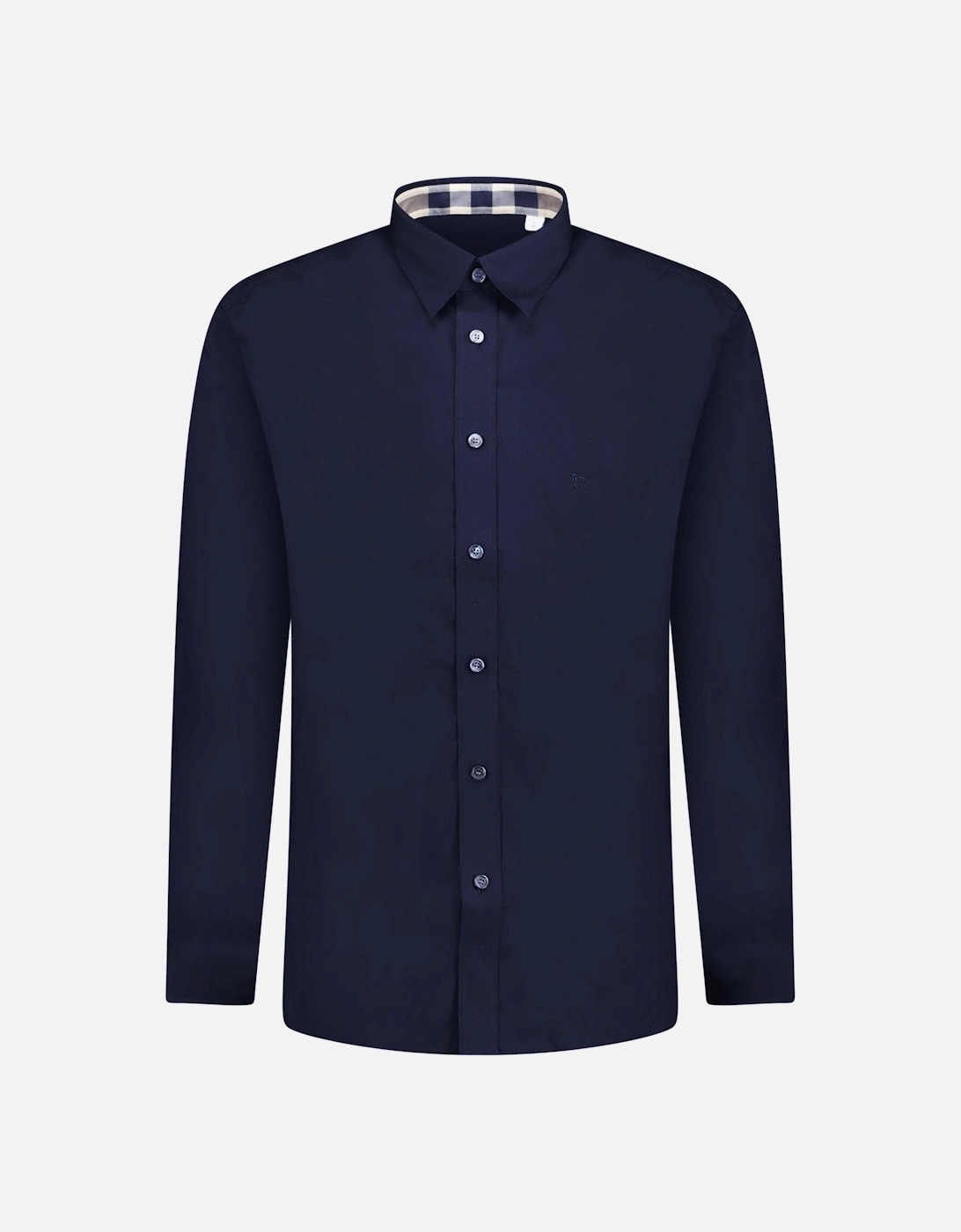 Classic Check Neck Cambridge Shirt Navy, 3 of 2