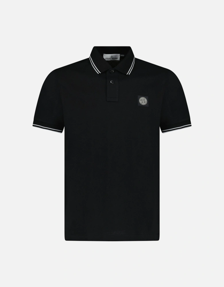 Stripe Collar Polo T-Shirt Slim Fit Black