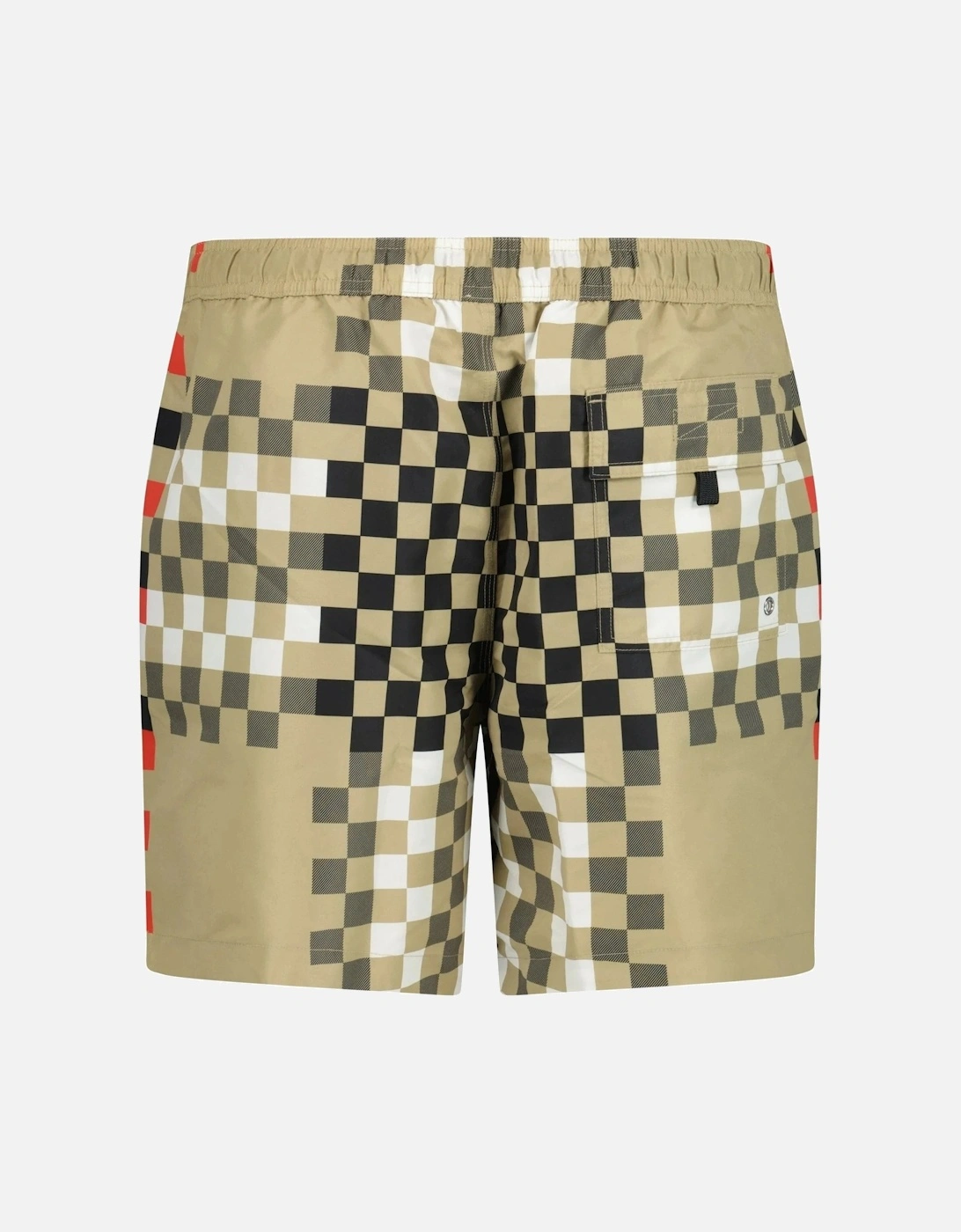 Pixel Print Check Swim Shorts Beige