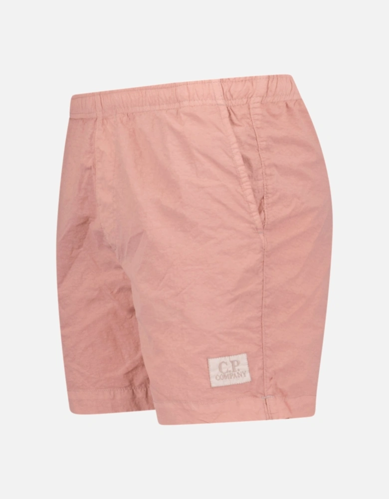 Chrome Patch Logo Swim Shorts Pink