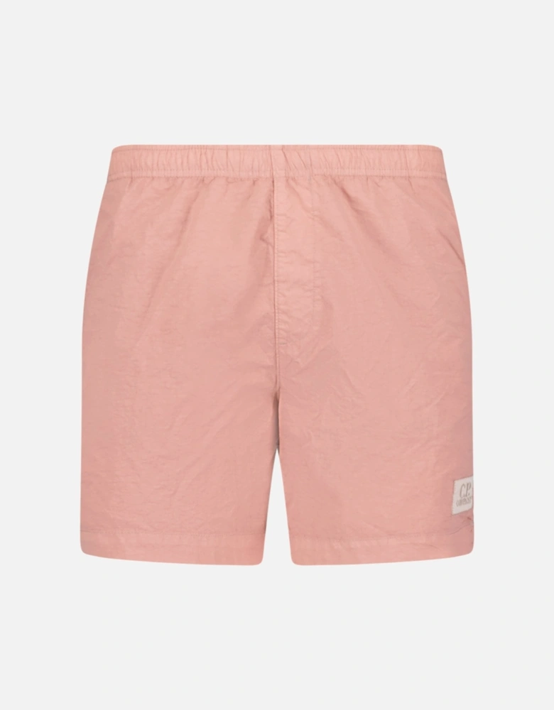 Chrome Patch Logo Swim Shorts Pink