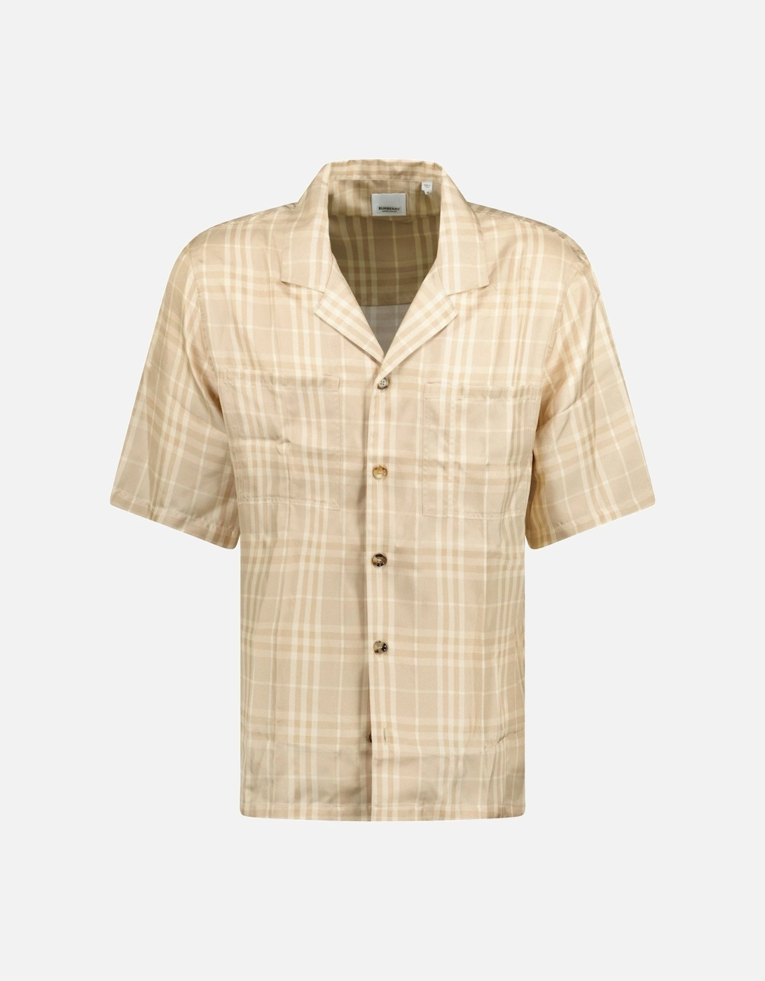 'Prestonwood' Silk Button Up Check Shirt Beige, 4 of 3