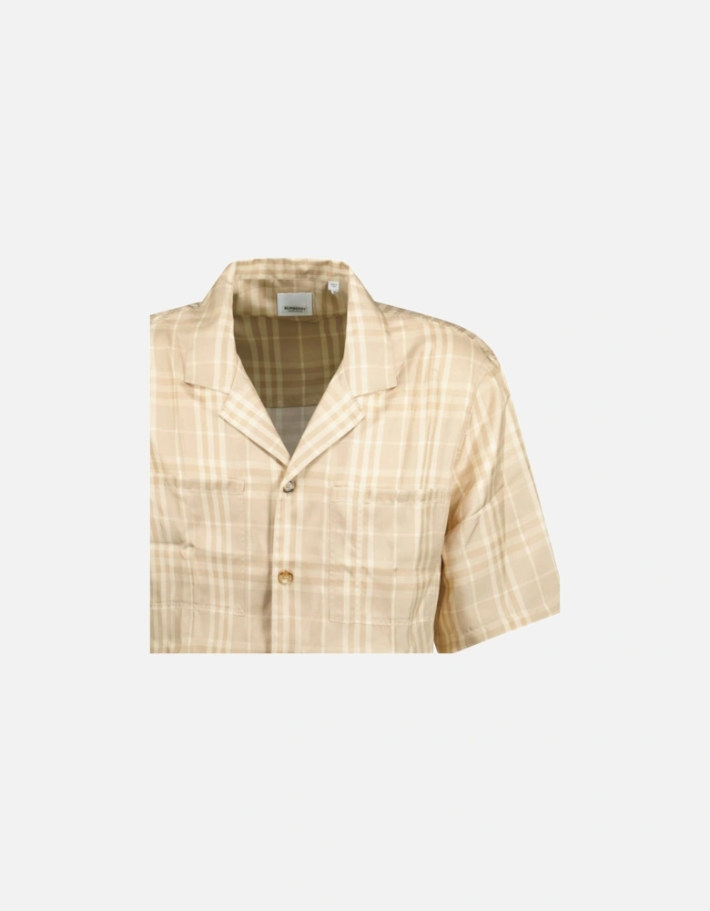 'Prestonwood' Silk Button Up Check Shirt Beige