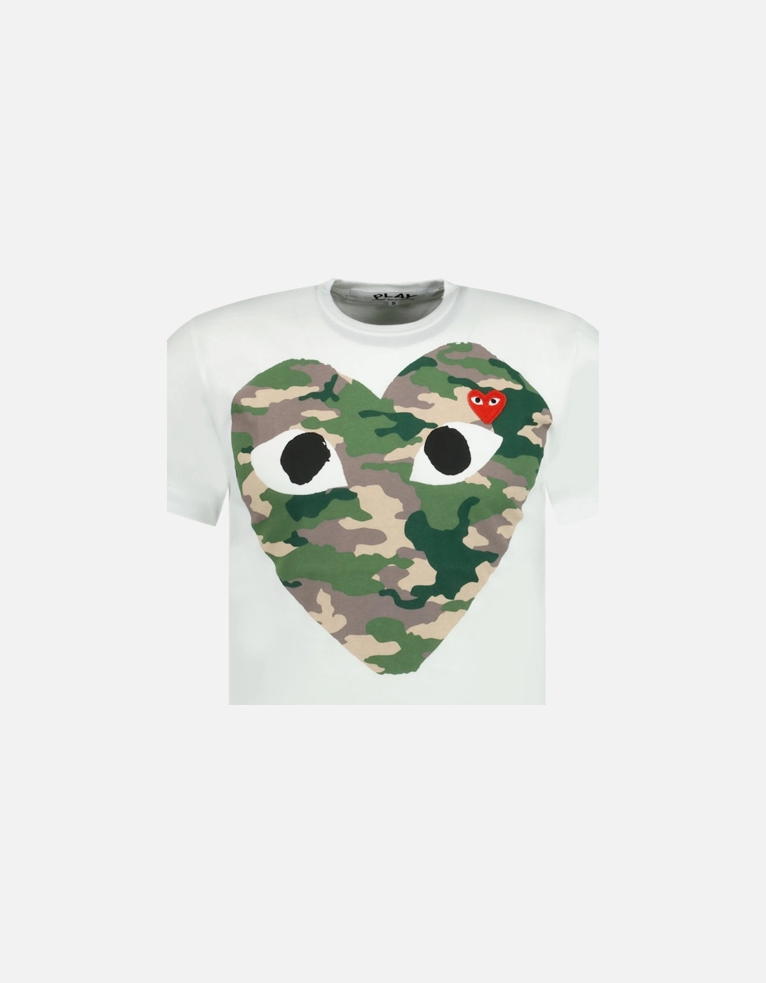 Big Camo Print Red Heart T-Shirt White