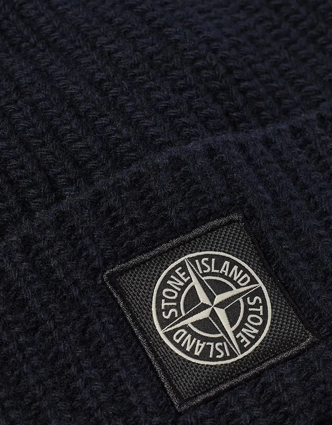Compass Patch Wool Beanie Hat Navy