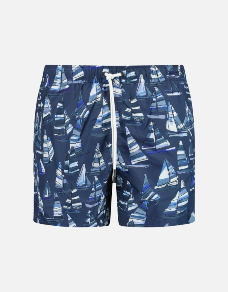 Sailing Print Swim Shorts Blue