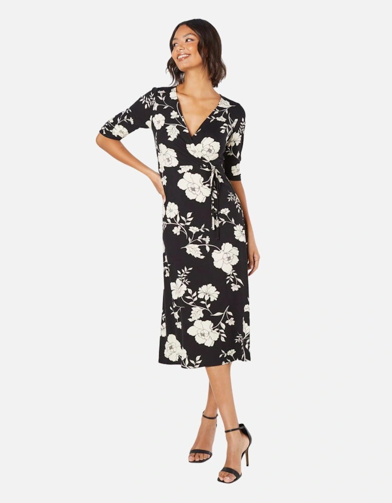 Womens/Ladies Floral Wrap Midi Dress
