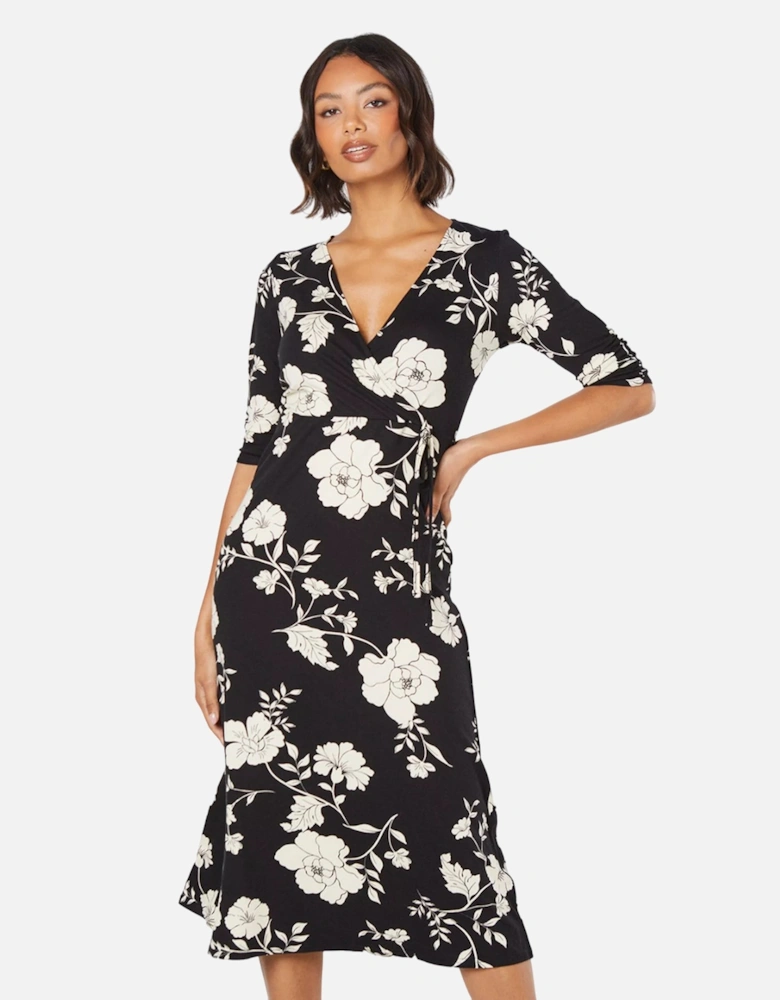 Womens/Ladies Floral Wrap Midi Dress